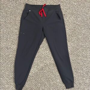 Women’s FIGS CHARCOAL ZAMORA. Jogger Pants with Red Accents